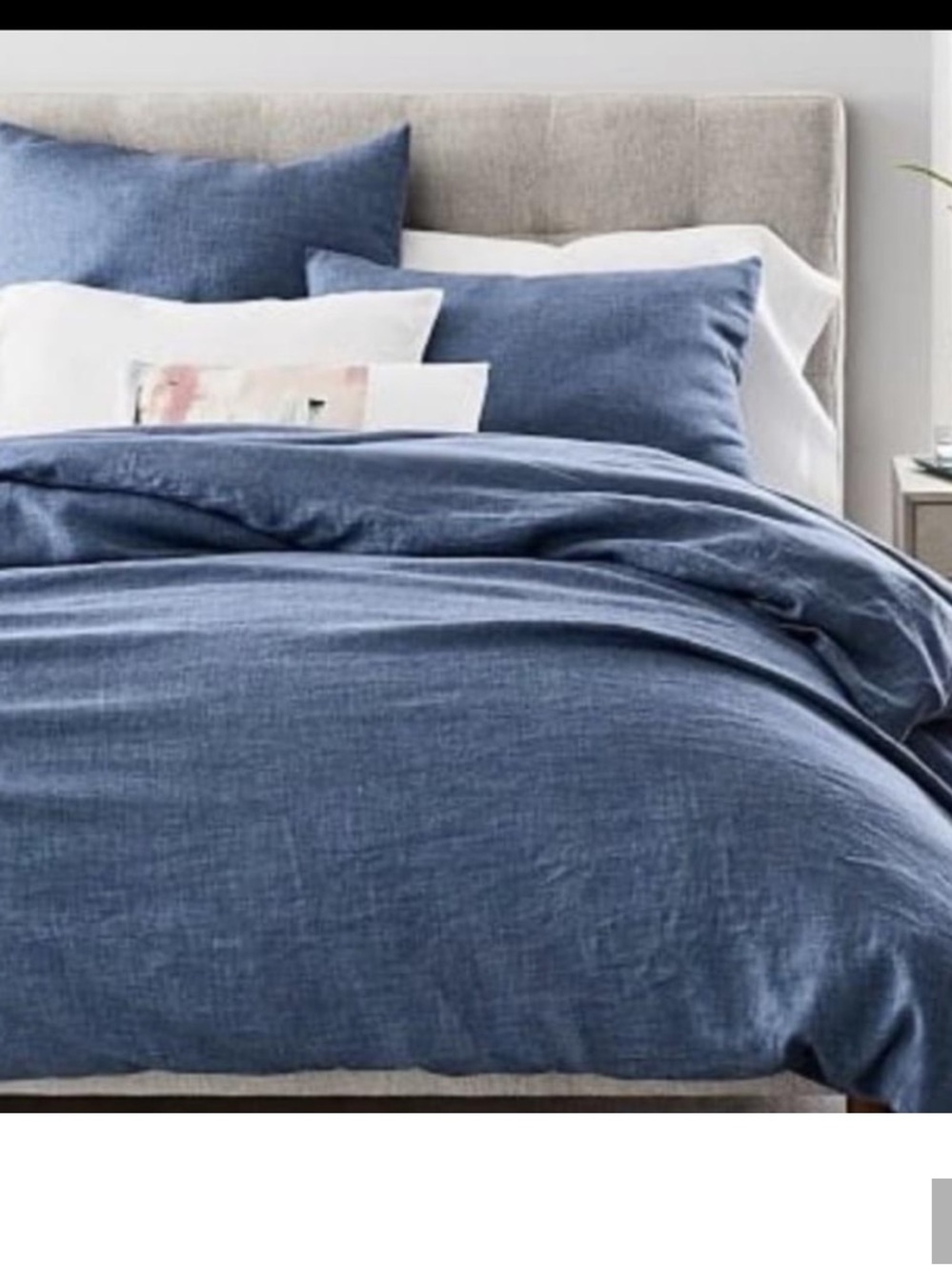 West Elm Blue Linen Duvet Cover Queen 88 x 92 with 2 pillow shams